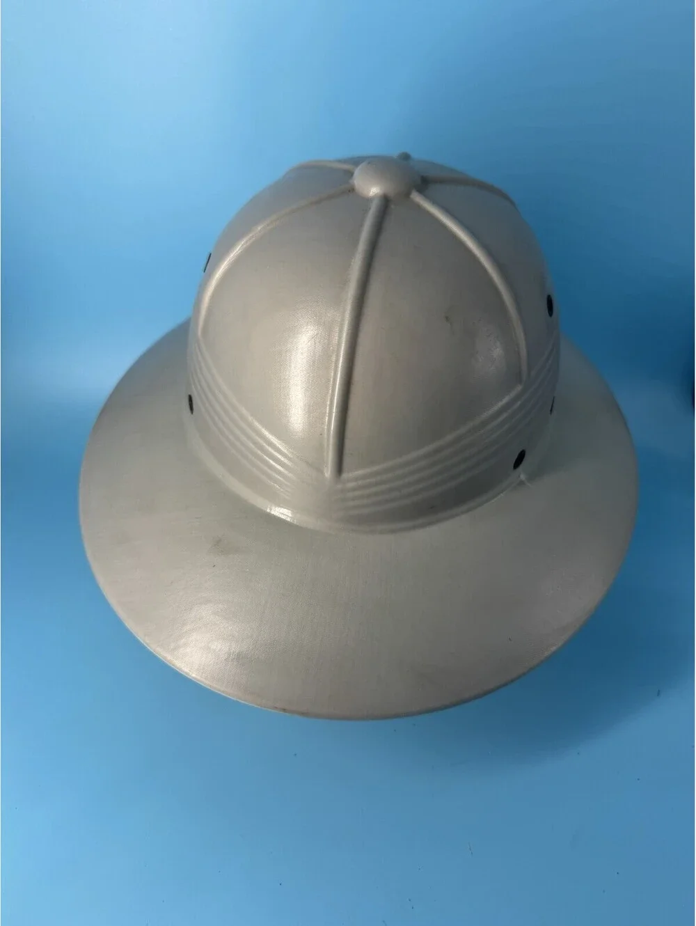 Vintage Golden Elephant Pith Helmet Safari Hat White Rain Sun Costume